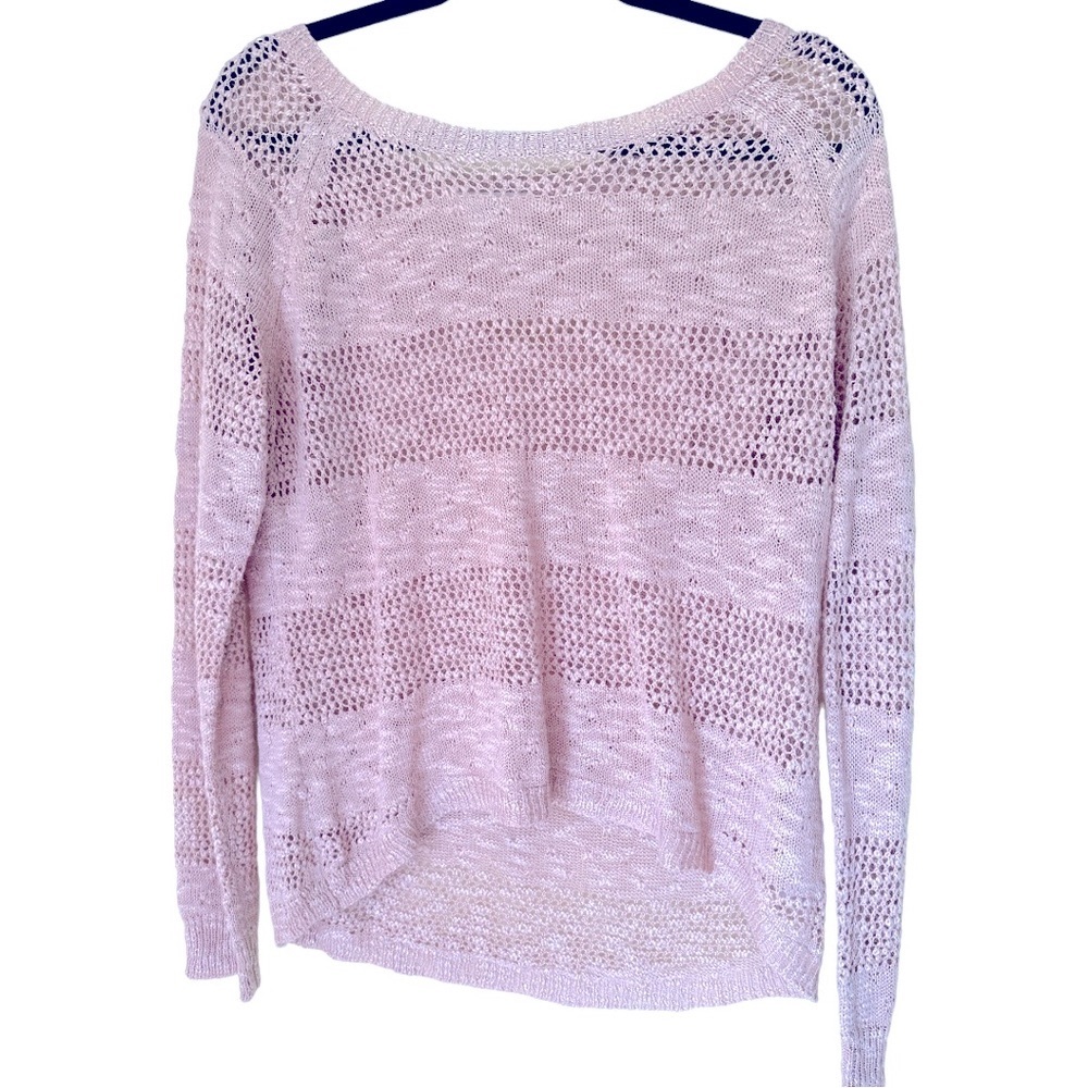 Pink Republic Open Knit Sweater Long Sleeve Scoop Kneck